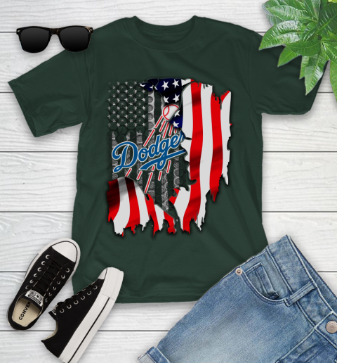 Los Angeles Dodgers MLB Baseball American Flag Youth T-Shirt 5