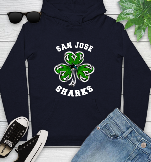 NHL San Jose Sharks Three Leaf Clover St Patrick's Day Hockey Sports Youth Hoodie 3