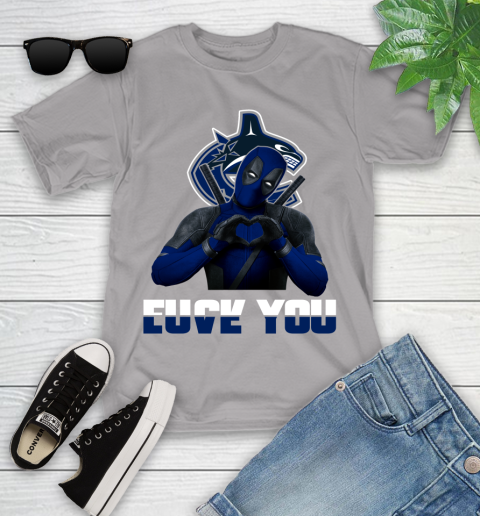 NHL Vancouver Canucks Deadpool Love You Fuck You Hockey Sports Youth T-Shirt 4