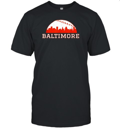 Vintage Downtown Baltimore MD Baseball Skyline Unisex Jersey Tee