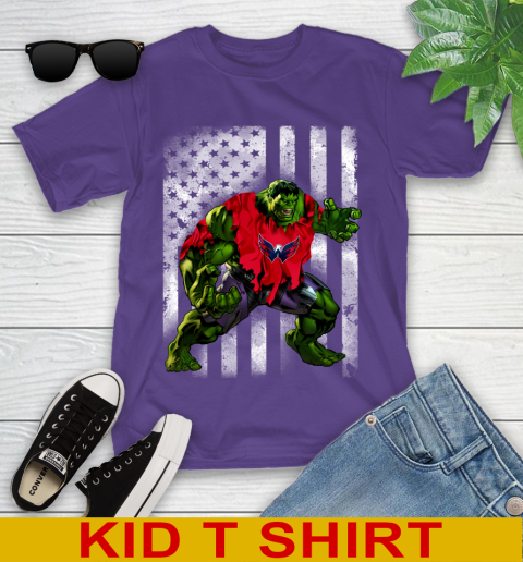 Washington Capitals Hulk Marvel Avengers NHL Hockey American Flag Youth T-Shirt 3