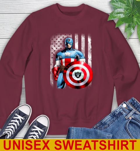 Oakland Raiders NFL Football Captain America Marvel Avengers American Flag Shirt Sweatshirt 6