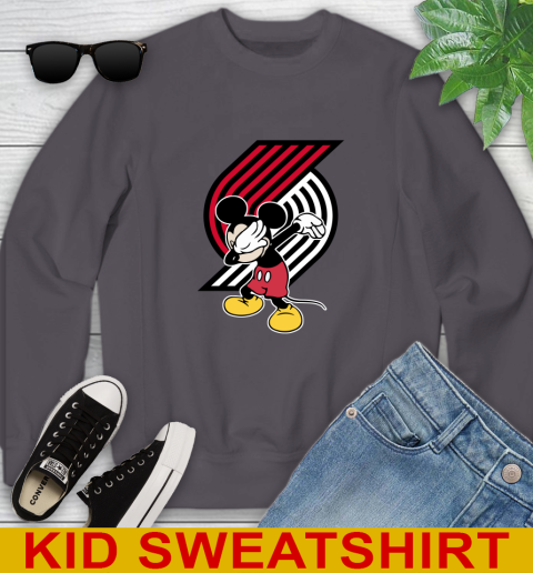 Portland Trail Blazers NBA Basketball Dabbing Mickey Disney Sports Youth Sweatshirt 6