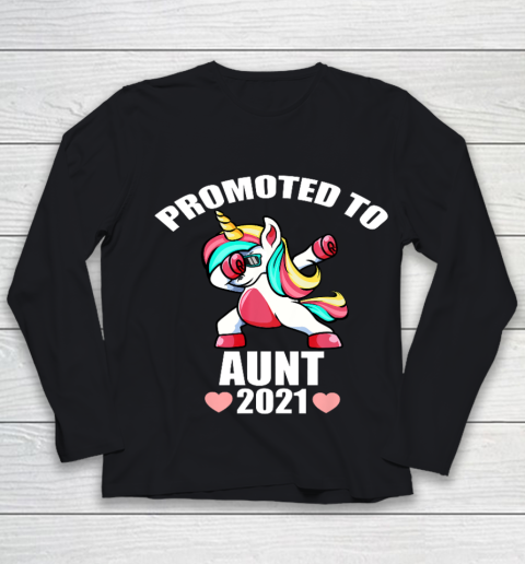 Promoted To Aunt 2021 Unicorn Girl Youth Long Sleeve