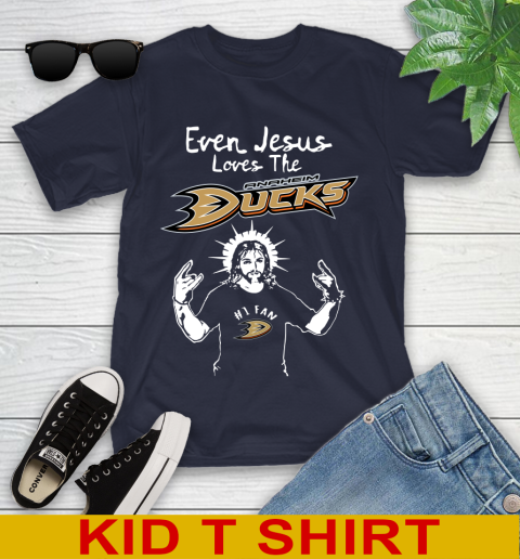 Anaheim Ducks NHL Hockey Even Jesus Loves The Ducks Shirt Youth T-Shirt 2