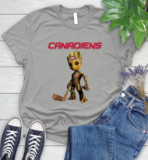Montreal Canadiens NHL Hockey Groot Marvel Guardians Of The Galaxy Women's T-Shirt 10