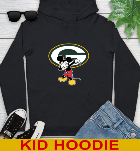 Green Bay Packers NFL Football Dabbing Mickey Disney Sports Youth Hoodie 2