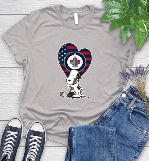 Winnipeg Jets NHL Hockey The Peanuts Movie Adorable Snoopy Women's T-Shirt 10