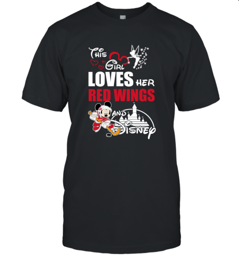 This Girl Love Her Detroit Red Wings And Mickey Disney Unisex Jersey Tee