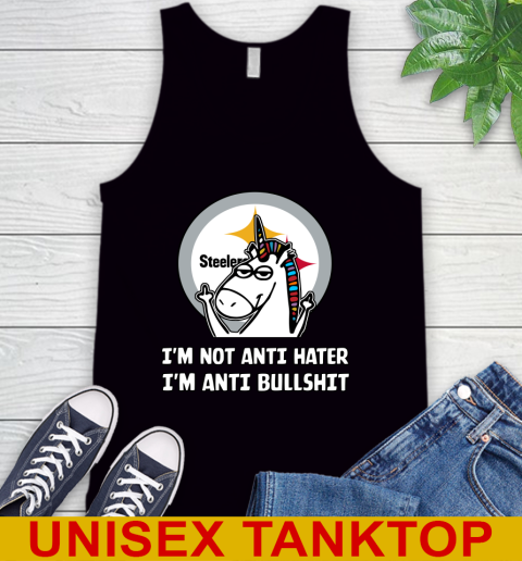 Pittsburgh Steelers NFL Football Unicorn I'm Not Anti Hater I'm Anti Bullshit Tank Top 2