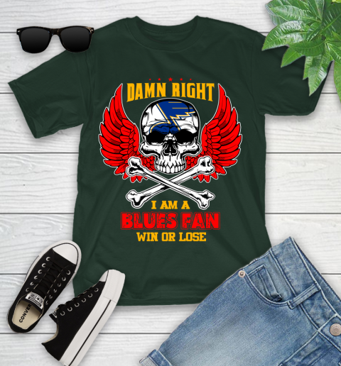 NHL Damn Right I Am A St.Louis Blues Win Or Lose Skull Hockey Sports Youth T-Shirt 5