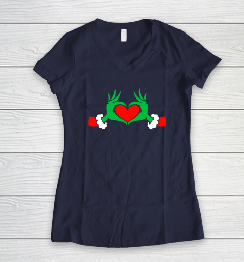 Funny Elf With Cute Heart Hands Style Christmas Costumes Women's V-Neck T-Shirt - Image 8