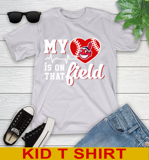 MLB My Heart Is On That Field Baseball Sports Cleveland Indians Youth T-Shirt 4