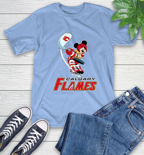 NHL Hockey Calgary Flames Cheerful Mickey Mouse Shirt T-Shirt - Image 13