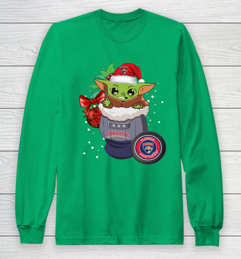 Florida Panthers Christmas Baby Yoda Star Wars Funny Happy NHL Long Sleeve T-Shirt 7
