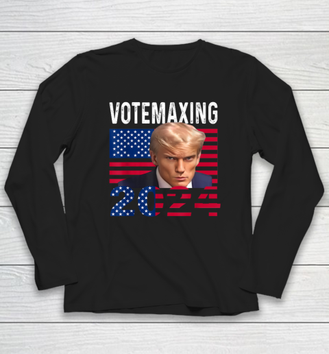 Trump Looksmax Trump Mewing VoteMaxing 2024 Funny Long Sleeve T-Shirt