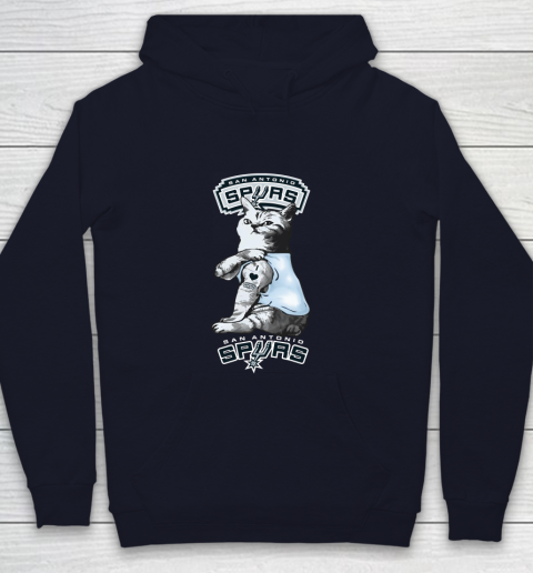 NBA Basketball My Cat Loves San Antonio Spurs Youth Hoodie 2