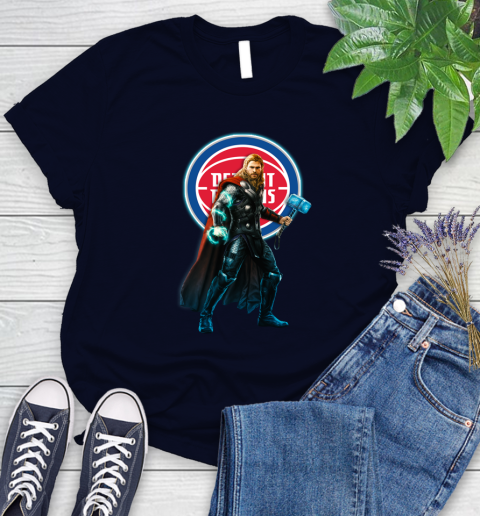 NBA Thor Avengers Endgame Basketball Detroit Pistons Women's T-Shirt 3