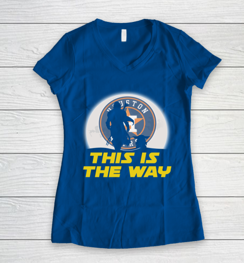 Houston Astros MLB Baseball Star Wars Yoda And Mandalorian This Is The Way Women's V-Neck T-Shirt 7