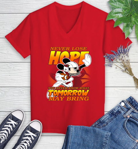 Atlanta Falcons NFL Football Mickey Disney Never Lose Hope (2) Women's V-Neck T-Shirt 11