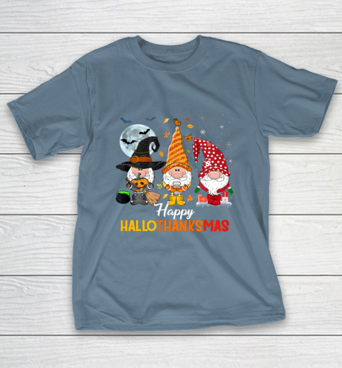 Gnomes Halloween And Merry Christmas Happy Hallothanksmas T-Shirt 6