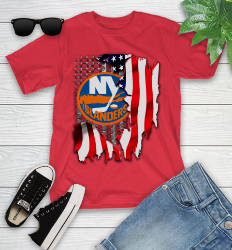 New York Islanders NHL Hockey American Flag Youth T-Shirt 13