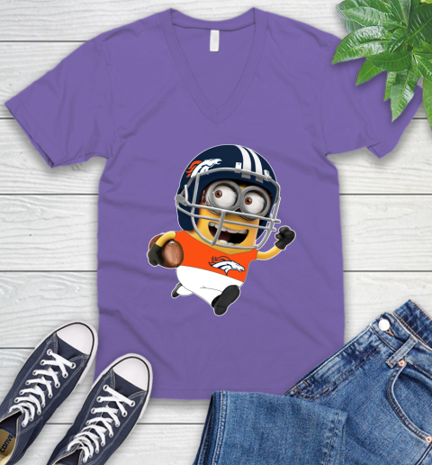 NFL Denver Broncos Minions Disney Football Sports V-Neck T-Shirt 10