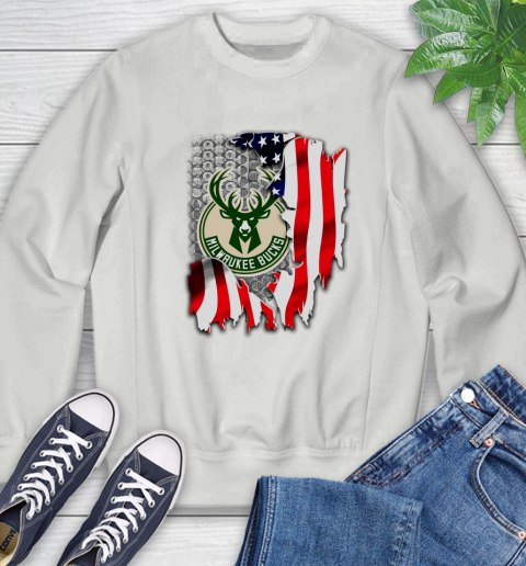 Milwaukee Bucks NBA Basketball American Flag Sweatshirt 5