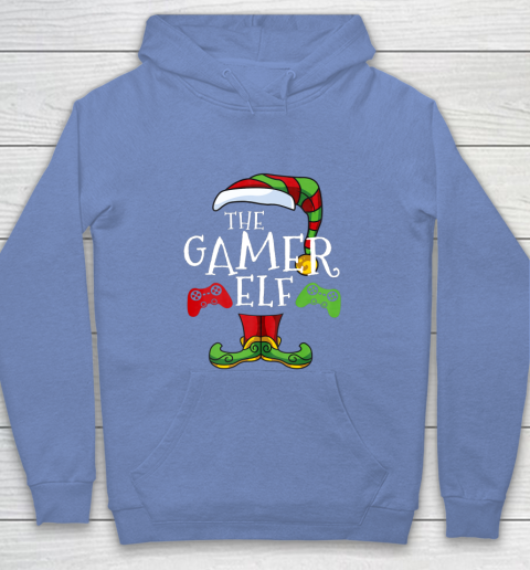 Gamer Elf Family Matching Christmas Funny Gaming Pajama Youth Hoodie 8