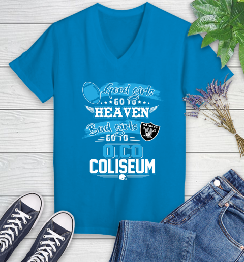 Oakland Raiders NFL Bad Girls Go To O.Co Coliseum Shirt Women's V-Neck T-Shirt 7