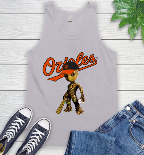 MLB Baltimore Orioles Groot Guardians Of The Galaxy Baseball Tank Top 4
