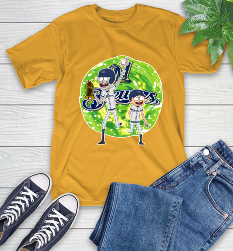 MLB Milwaukee Brewers Rick And Morty Commissioner's Trophy Baseball Sports T-Shirt 3