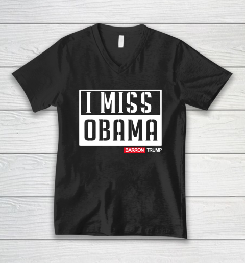 Barron Trump I MISS OBAMA V-Neck T-Shirt