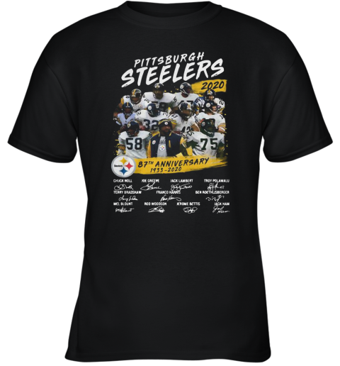 Pittsburgh Steelers 2020 87Th Anniversary 1933 2020 Signature Youth T-Shirt