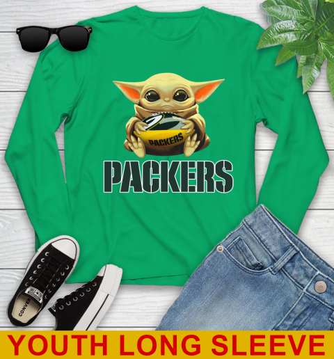 NFL Football Green Bay Packers Baby Yoda Star Wars Shirt Youth Long Sleeve 7