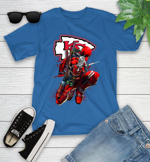 NFL Deadpool Marvel Comics Sports Football Kansas City Chiefs Youth T-Shirt 9