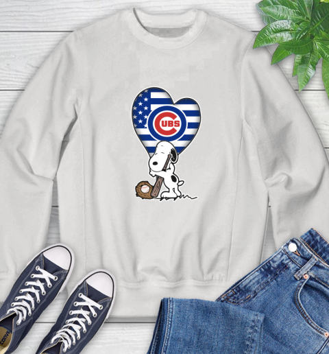 Chicago Cubs MLB Baseball The Peanuts Movie Adorable Snoopy Sweatshirt