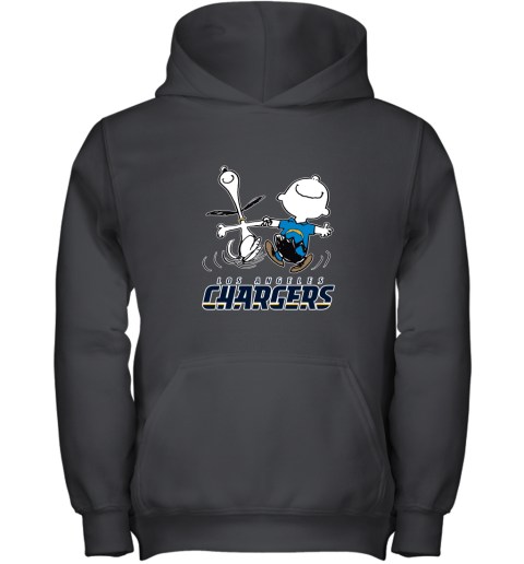 Snoopy And Charlie Brown Happy Los Angeles Chargers Fans Youth Hoodie