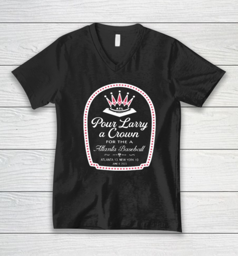 Atlanta Braves Pour Larry A Crown V-Neck T-Shirt