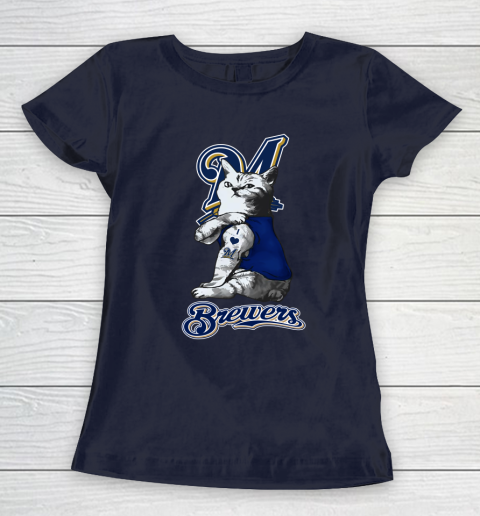 MLB Baseball My Cat Loves Milwaukee Brewers Women's T-Shirt 2