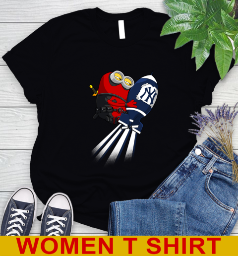 MLB Baseball New York Yankees Deadpool Minion Marvel Shirt Women's T-Shirt