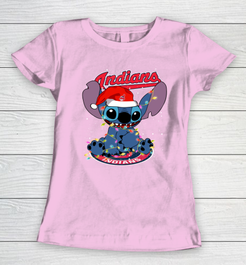 Cleveland Indians MLB noel stitch Baseball Christmas Women's T-Shirt 6