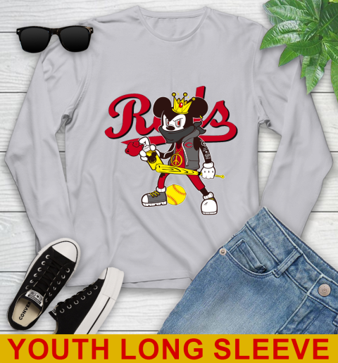 Cincinnati Reds MLB Baseball Mickey Peace Sign Sports Youth Long Sleeve 6