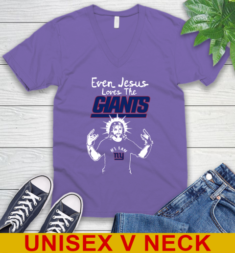 New York Giants NFL Football Even Jesus Loves The Giants Shirt V-Neck T-Shirt 8