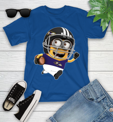 NFL Baltimore Ravens Minions Disney Football Sports Youth T-Shirt 9
