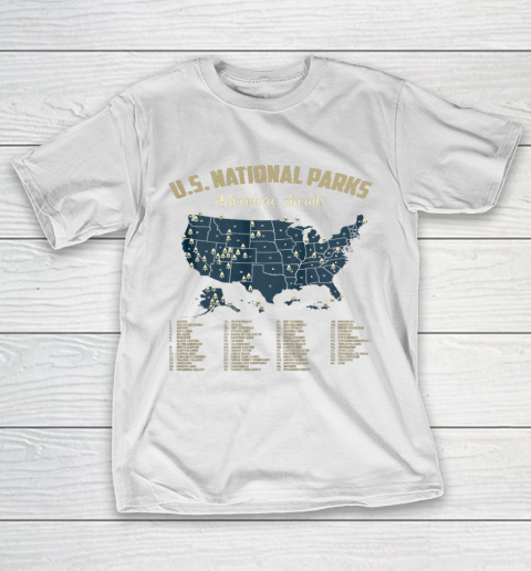 National Parks Map US Camping Hiking Outdoor T-Shirt