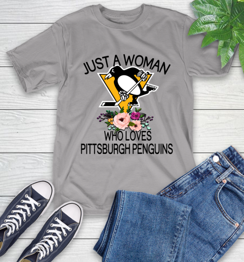 NHL Just A Woman Who Loves Pittsburgh Penguins Hockey Sports T-Shirt 4