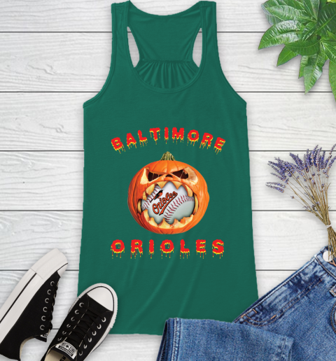 MLB Baltimore Orioles Halloween Pumpkin Baseball Sports Racerback Tank 7