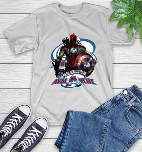 NHL Captain America Thor Spider Man Hawkeye Avengers Endgame Hockey Colorado Avalanche T-Shirt