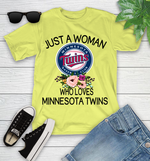 MLB Just A Woman Who Loves Minnesota Twins Baseball Sports Youth T-Shirt 5